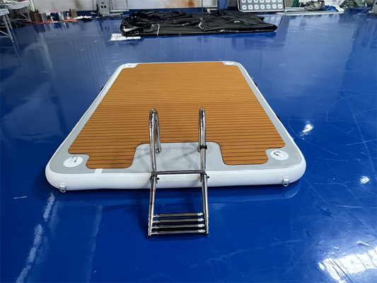 Drop Stitch PVC EVA Inflatable Floating Dock With Steel Stairs For Lake River Ocean And Sea
