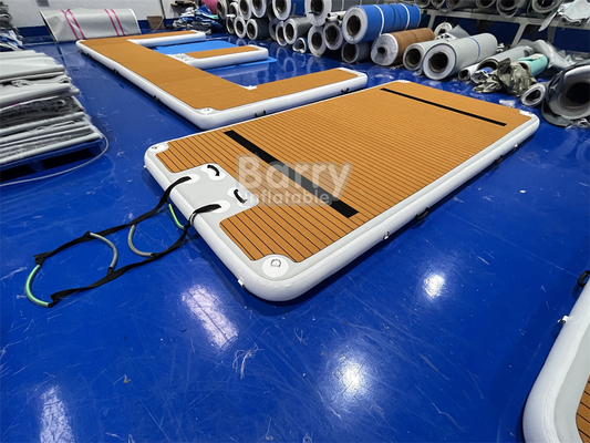 Sun Bathing Swim Play Wakeboard Customized Color Inflatable Dock With Teak Finish And High Capacity