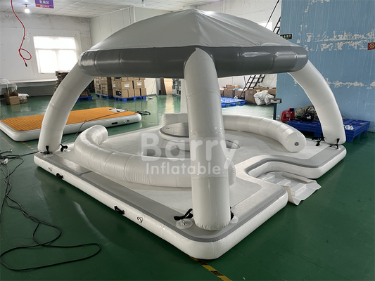 Customized Portable Water Floating Leisure Aqua Banas Platform Dock With Tent Inflatable Lounger