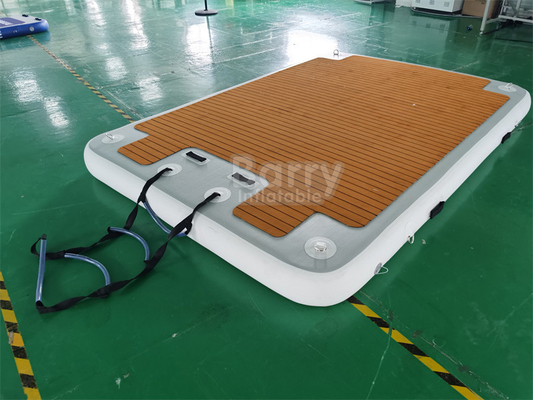 Drop Stitch PVC Wood Style Inflatable Swim Platform For Boat With Boat Dock Bumper