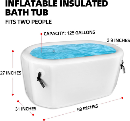 PVC Drop Stitch Blue / Black / White Portable Ice Bath Barrel Cold Plunge Inflatable Tub With Lid