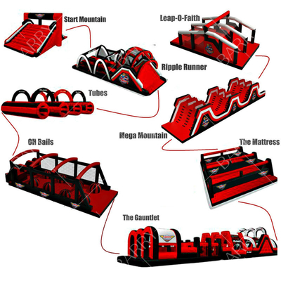 Commercial Use PVC Inflatable 5k Run Obstacle Course With Fire Resistant Durability And Repair Kits
