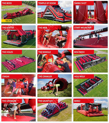 Commercial Use PVC Inflatable 5k Run Obstacle Course With Fire Resistant Durability And Repair Kits