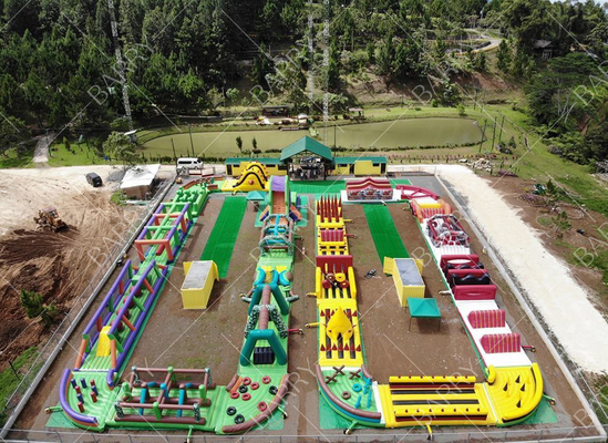 Commercial Grade Fire Resistant PVC 5km Obstacle 5k Inflatable Run For Kids Adults With Air Blower