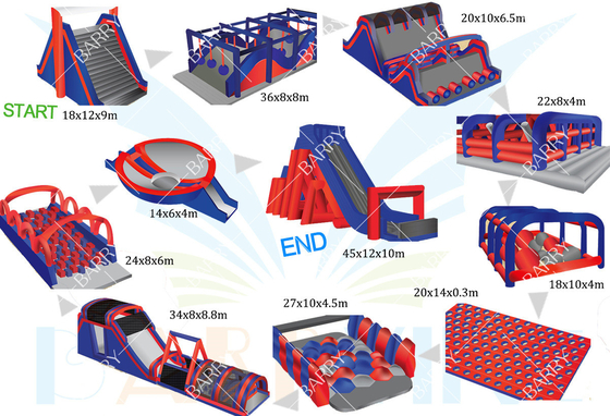 Commercial Singapore Case Large Event Inflatable 5km Giant Inflatable Obstacle Course Bouncy Castle 5k Activities