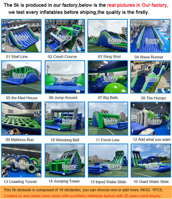 Commercial Grade Insane Inflatable 5k Inflatable Obstacle Course Extreme Game Start Line For Team Building Event
