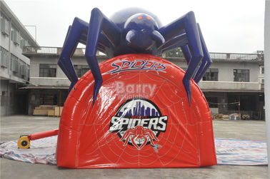 Waterproof PVC Red Cool Spider Design Giant Inflatable Football Tunnel , Inflatable Tunnel Tent