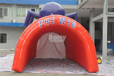 Waterproof PVC Red Cool Spider Design Giant Inflatable Football Tunnel , Inflatable Tunnel Tent