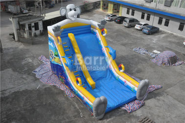 QiQi elephant single lane Blow Up Slide with digital printing , commercial dry slide