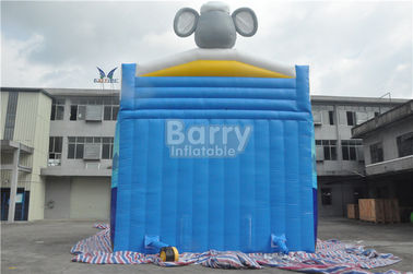 QiQi elephant single lane Blow Up Slide with digital printing , commercial dry slide