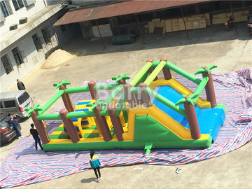 Outdoor And Indoor Blow Up Obstacle Course For Adults , Jungle Theme Kids Obstacle Course