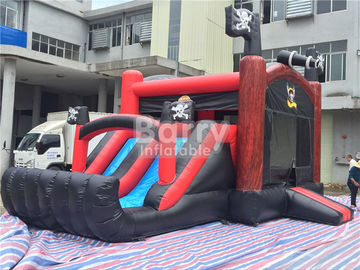 Pirate Ship Bounce Round Inflatable Combo Slide , Inflatable Bouncers For Kids Party