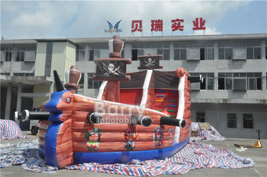 Attractive Commercial Inflatable Combo Pirate Ship , Bouncy Castle Slide With Obstacle Course