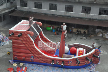 Attractive Commercial Inflatable Combo Pirate Ship , Bouncy Castle Slide With Obstacle Course