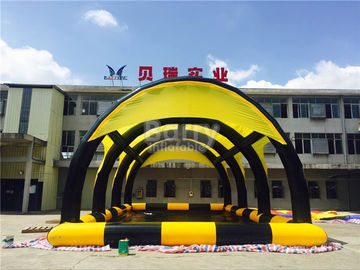 Customized Yellow PVC Tarpaulin Inflatable Tent With Pool , Inflatable Shelter