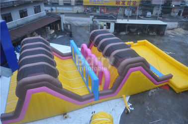 Custom Amusement Amazing Adults Inflatable Obstacle Course With Swimming Pool