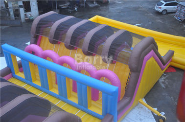 Custom Amusement Amazing Adults Inflatable Obstacle Course With Swimming Pool