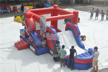 Spiderman Bouncy Castle , Round Inflatable Bouncer Combo With Slide