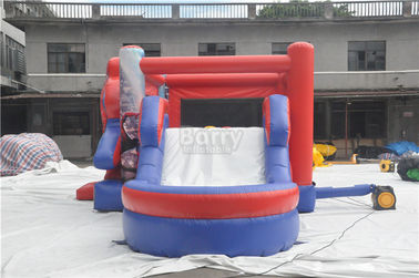 Spiderman Bouncy Castle , Round Inflatable Bouncer Combo With Slide