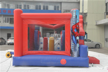 Spiderman Bouncy Castle , Round Inflatable Bouncer Combo With Slide