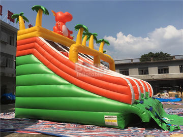 PVC Dinosaur Double Inflatable Water Slide For Pool With Landing Bed