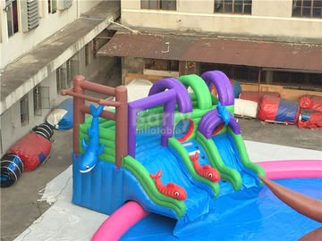 Giant Outdoor Inflatable Water Park , Custom Children Octopus Water Slide