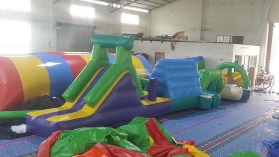 Personalized Inflatable Water Obstacle Course On The Pool / Inflatable Run With Custom Logo