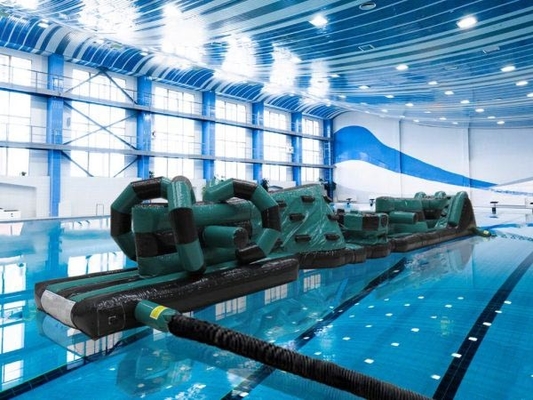 Commercial Heat Sealed Double Lanes 15M Whirligig Pool Inflatable Aqua Run