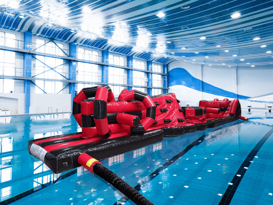 Commercial Heat Sealed Double Lanes 15M Whirligig Pool Inflatable Aqua Run