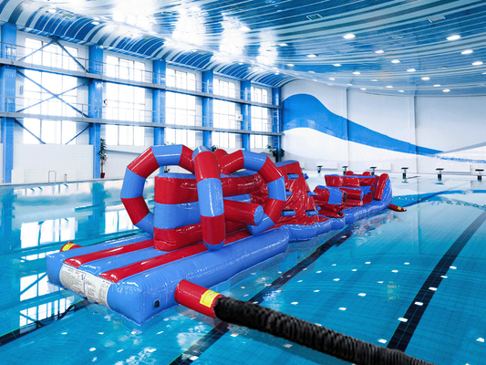 Commercial Heat Sealed Double Lanes 15M Whirligig Pool Inflatable Aqua Run