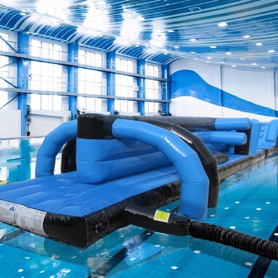 Inflatable Water Toy Obstacle Course For Pool 13M Black & Blue Twin Track Pool Inflatable Aqua Run