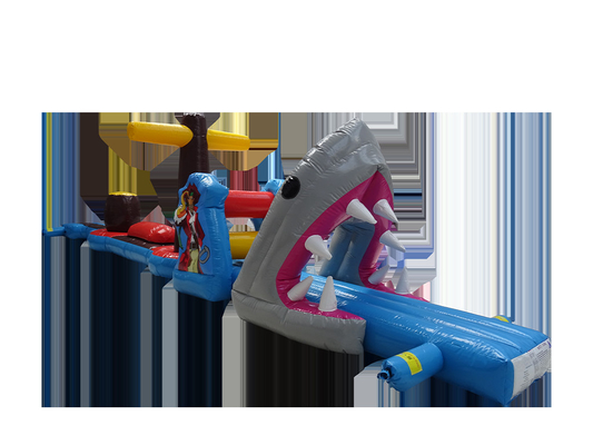 Personalized 12M Shark Pirate Peril Pool Inflatable Obstacle Course For Exciting Water Fun At Beaches And Pools