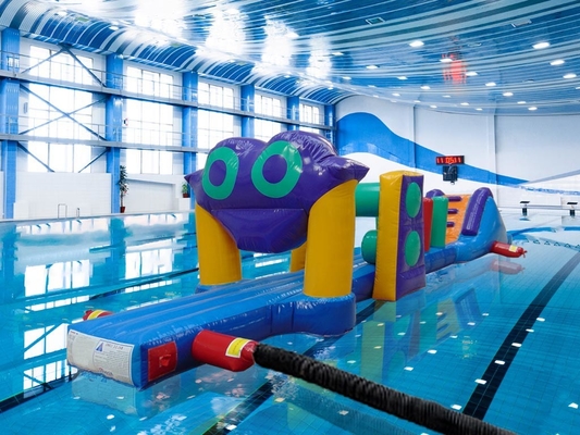 Colorful 10M Challenge Pool Inflatable Assault Course On Water Inflatable Aqua Run For Sea Or Pool