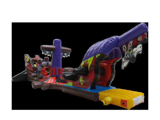 Customized 12.5M Ghost Ship Pool Inflatable Blow Up Water Obstacle Course For Swimming Pool Play
