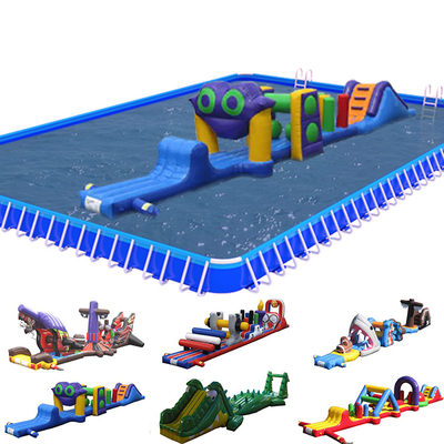 PVC On Water Inflatable Obstacle Course Single Lane Aqua Run With Slide For Children And Adults