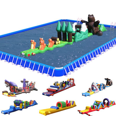 PVC On Water Inflatable Obstacle Course Single Lane Aqua Run With Slide For Children And Adults
