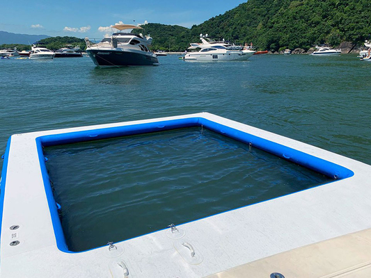 Yacht Outdoor Sports Drop Stitch Sea Pool Inflatable Floating Ocean Sea Swimming Pool With Anti-Jellyfish Net