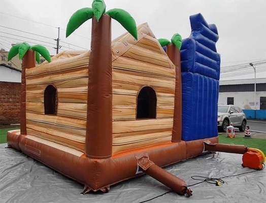 Safe And Durable Palm Tree Bouncy Castle Pirate Jungle Bounce House With Slide For Kids Adults