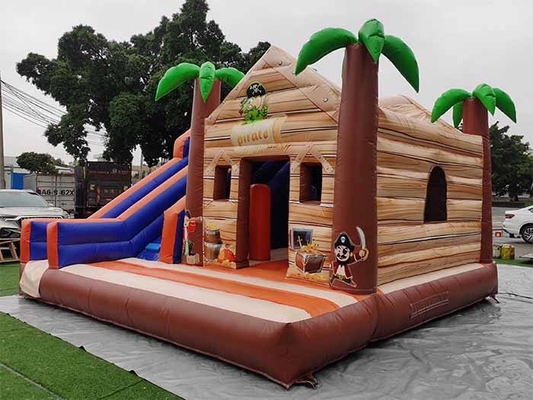Safe And Durable Palm Tree Bouncy Castle Pirate Jungle Bounce House With Slide For Kids Adults