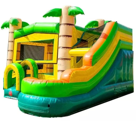 Home Use Inflatable Jungle Bounce House With Slide Palm Tree Inflatable Bouncer