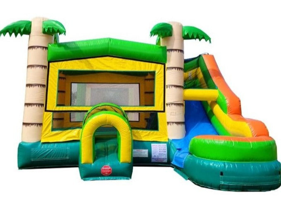 Home Use Inflatable Jungle Bounce House With Slide Palm Tree Inflatable Bouncer