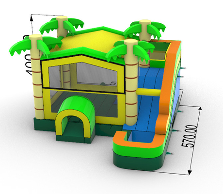 Home Use Inflatable Jungle Bounce House With Slide Palm Tree Inflatable Bouncer