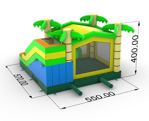 Home Use Inflatable Jungle Bounce House With Slide Palm Tree Inflatable Bouncer