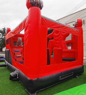 Customized Inflatable Bouncer With Cartoon Theme Iron Man Bounce House With Slide
