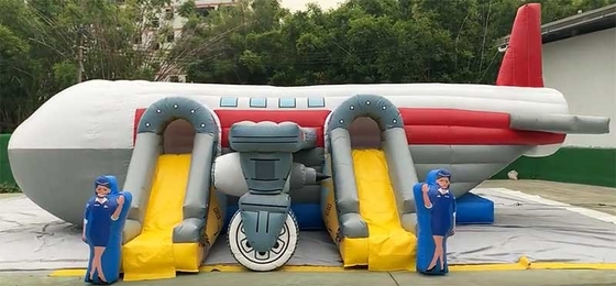 Custom Logo Printed Airplane Bounce House Combo Unit With Slide Repair Kit Included