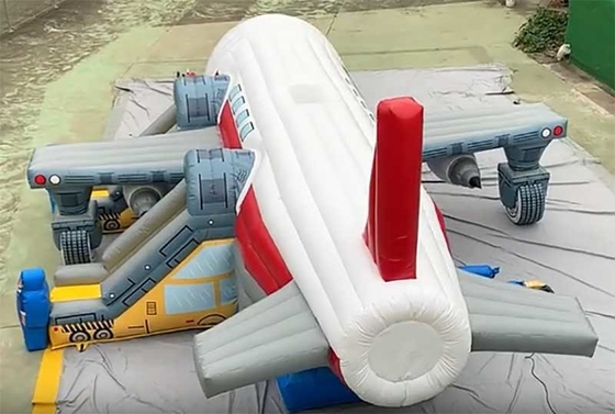 Custom Logo Printed Airplane Bounce House Combo Unit With Slide Repair Kit Included