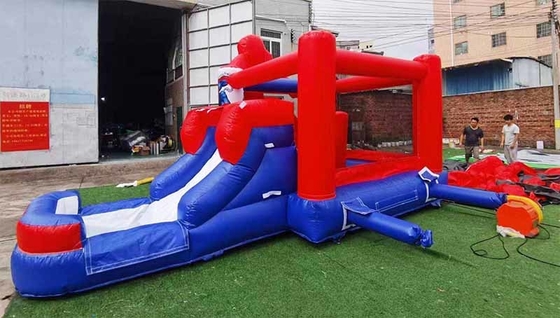 Indoor / Outdoor Spiderman Bounce House With Slide For Themed Kid Parties