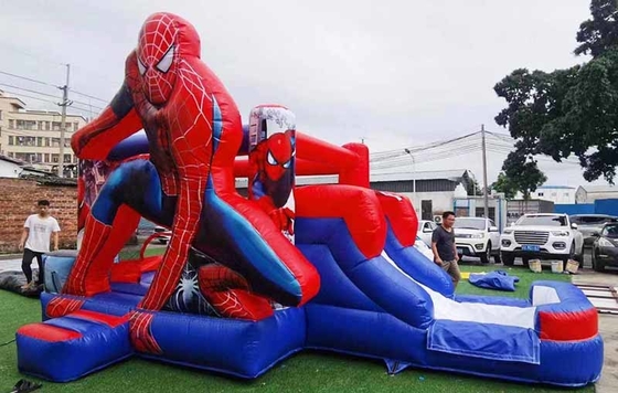 Indoor / Outdoor Spiderman Bounce House With Slide For Themed Kid Parties
