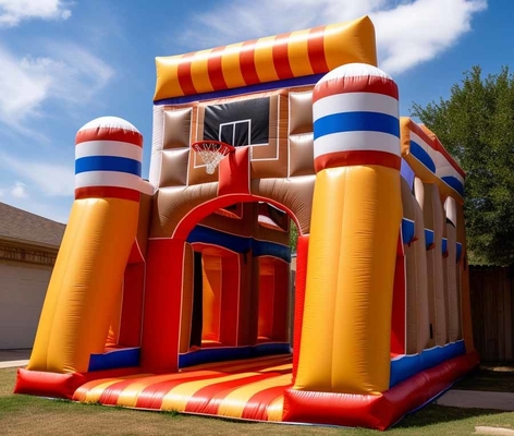 Commercial Bouncy Castle Basketball Bounce House With Hoop Combine With Sport Game