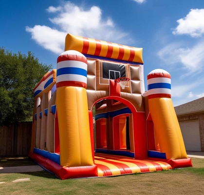 Commercial Bouncy Castle Basketball Bounce House With Hoop Combine With Sport Game